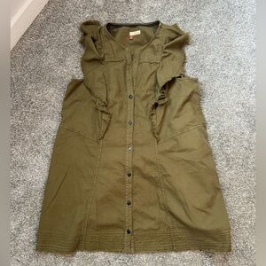 Anthropologie Pilcro Flutter-sleeve Button down Tunic Mini Dress Sundress 1x